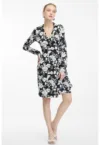 Rochie midi cu model petrecut - decolteu in V si model floral