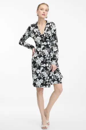 Rochie midi cu model petrecut - decolteu in V si model floral