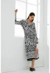 Rochie midi cu model si slit frontal