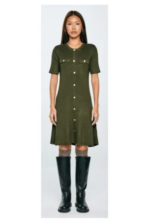 Rochie midi cu nasturi decorativi Dilara