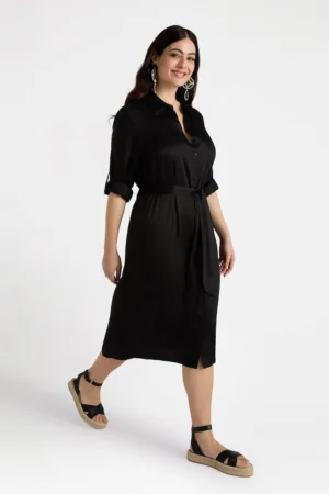 Rochie midi cu nasturi si cordon