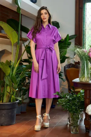 Rochie midi cu nasturi si maneci scurte