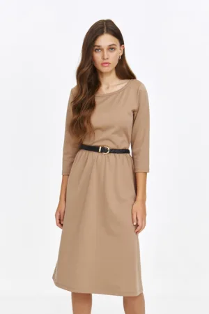 Rochie midi cu o curea impletita in talie