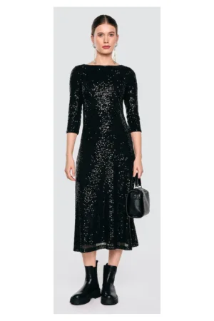 Rochie midi cu paiete si maneci 3/4 Alex