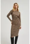 Rochie midi cu plisuri maronie