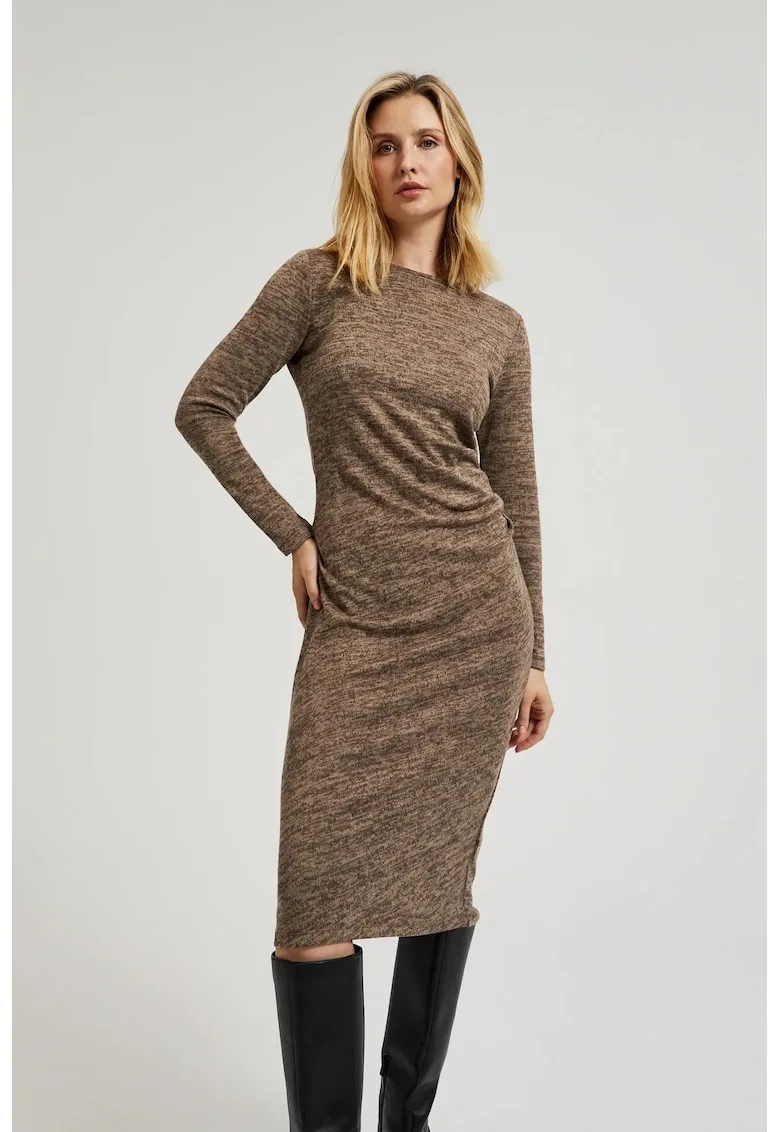 Rochie midi cu plisuri maronie