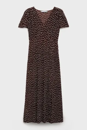 Rochie midi cu slit si decolteu in V