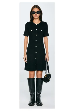 Rochie midi cu striatii si nasturi decorativi Dilara