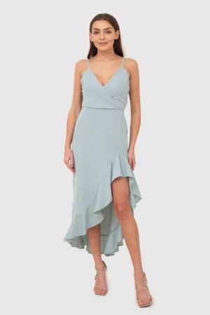 Rochie midi cu volane - Albastru - DA1503 DUCKEGG