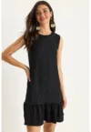 Rochie midi  cu volane - negru