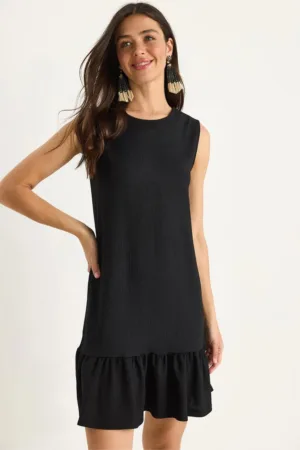 Rochie midi  cu volane - negru