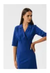 Rochie midi dama -  Bohodawc - albastru de floarea de colt -