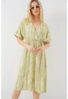 Rochie midi dama - HiCCUP cu decolteu in V - viscoza - verde