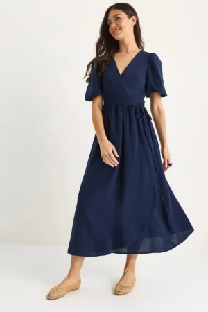 Rochie midi dama -  bumbac - decolteu in V