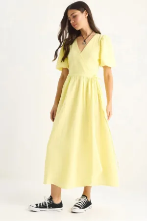 Rochie midi dama -  bumbac - galben