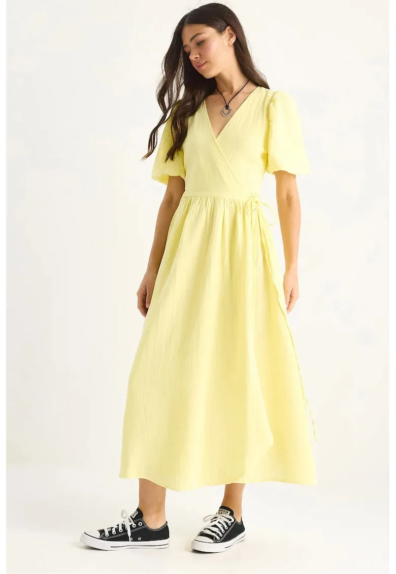 Rochie midi dama -  bumbac - galben