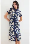 Rochie midi dama HiCCUP - imprimeu floral - viscoza