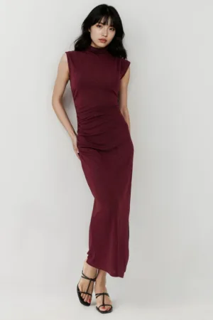 Rochie midi dama -  mulata - tricot - visiniu