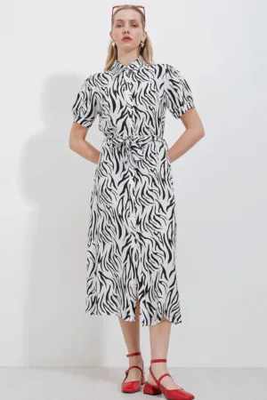 Rochie midi dama  viscoza - imprimeu floral - Negru -