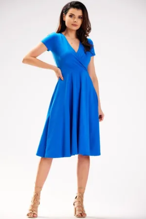 Rochie midi de bumbac cu maneci scurte -
