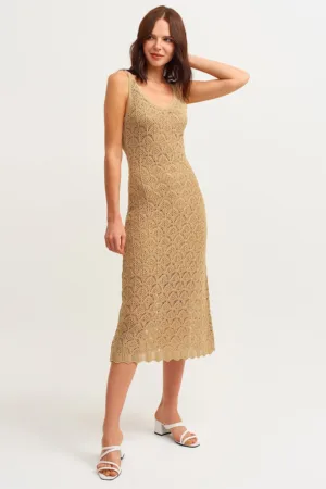 Rochie midi de dantela crosetata