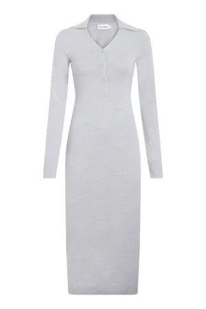Rochie midi de lana cu decolteu in V