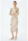 Rochie midi de plasa cu pliuri