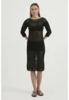 Rochie -  midi - decolteu rotund - tricot - Negru -