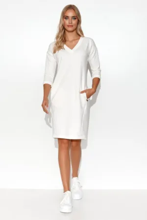 Rochie midi din amestec de bumbac - cu buzunare