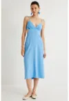 Rochie midi din amestec de in cu decupaj