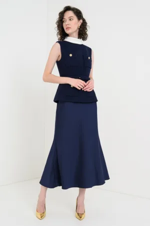 Rochie midi din amestec de lana cu design 2in1