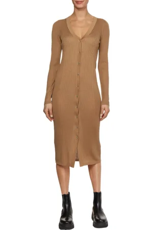Rochie midi din amestec de lyocell cu striatii