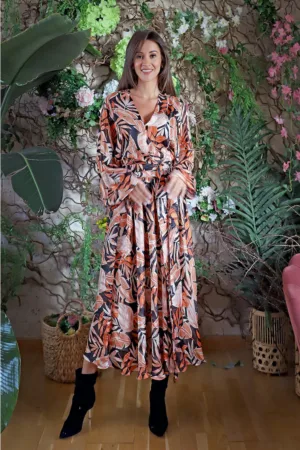 Rochie midi din amestec de matase Cremona