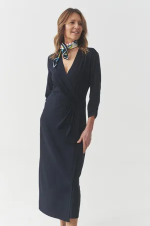 Rochie midi din amestec de modal cu decolteu in V