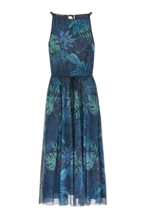 Rochie midi din chiffon cu imprimeu tropical