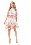 Rochie midi din dantela cu model floral