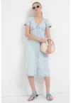 Rochie midi din denim cu decolteu in V