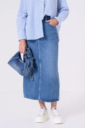 Rochie midi din denim din lyocell