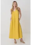 Rochie midi din in cu decolteu in V