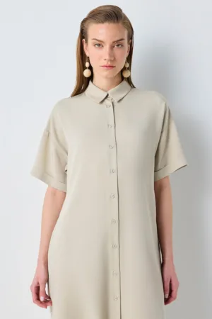 Rochie midi din lyocell cu maneci cazute