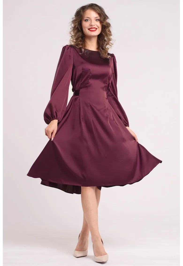 Rochie midi din matase cu croiala evazata