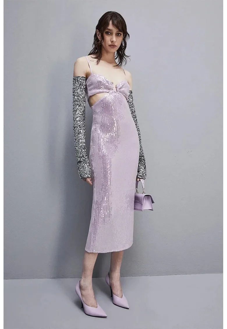 Rochie midi din paiete cu decupaje laterale
