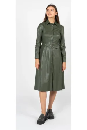 Rochie midi din piele ecologica -