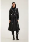 Rochie midi din piele ecologica Vertigo