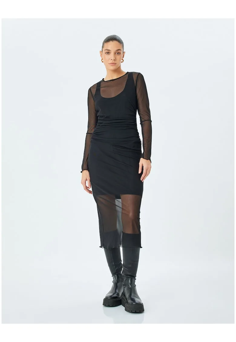 Rochie midi din plasa cu aspwct 2-in-1