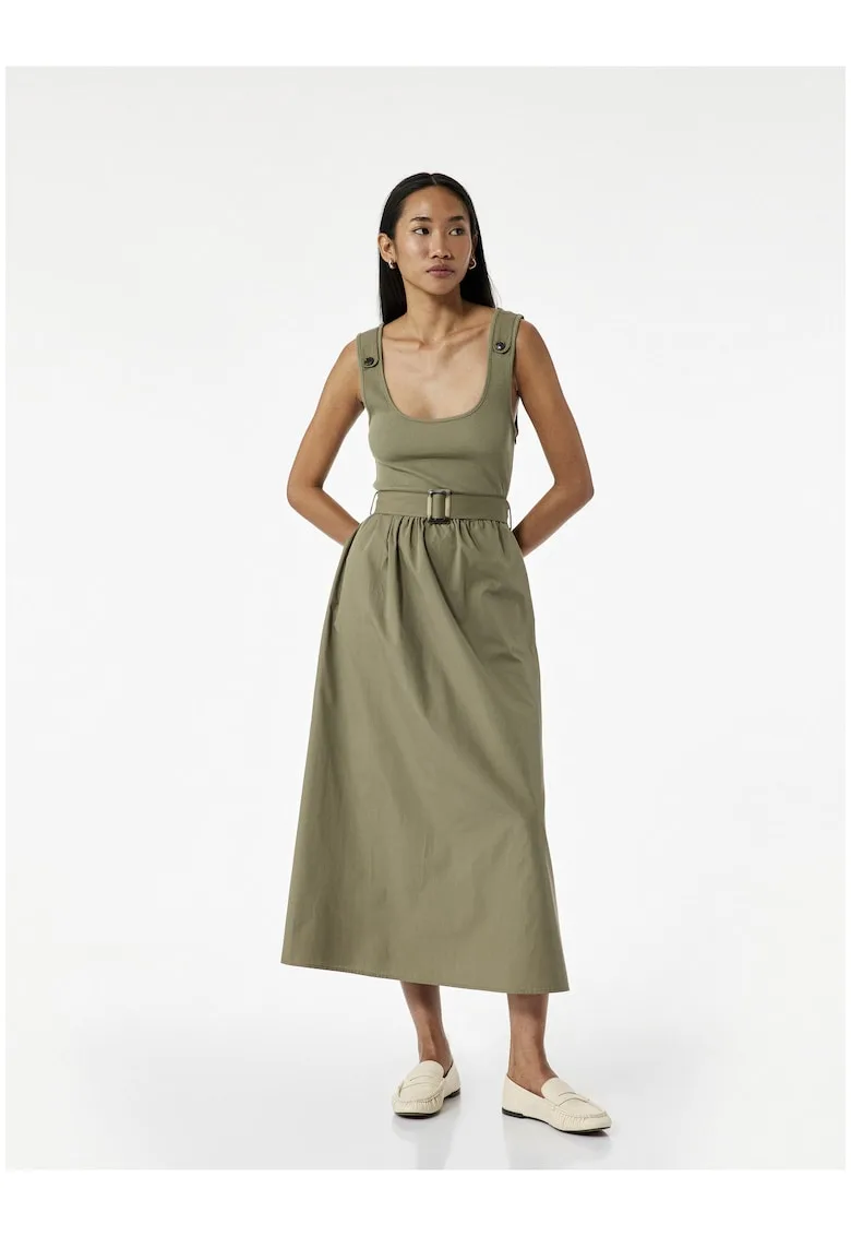 Rochie midi din poplin cu buzunare