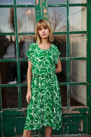 Rochie midi din vascoza verde