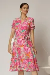 Rochie midi din viscoza cu imprimeu floral fucsia