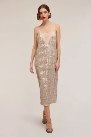 Rochie midi dreapta cu paiete