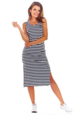 Rochie midi elastica cu slit -